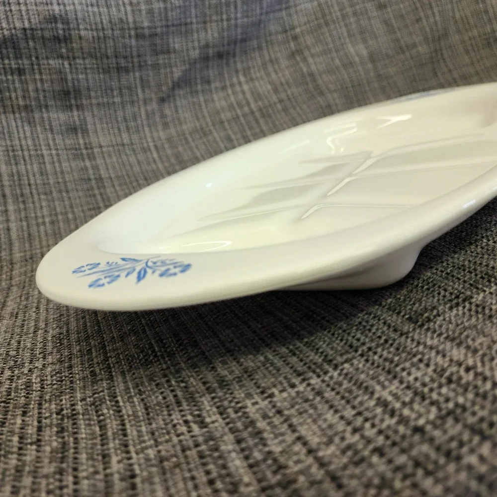 Vintage Corning Ware Blue Cornflower P-19 Meat Platter 16 Inch Oval Tree Well